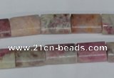 CTO215 15.5 inches 10*14mm flat tube pink tourmaline gemstone beads