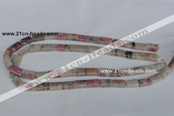 CTO215 15.5 inches 10*14mm flat tube pink tourmaline gemstone beads