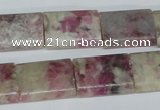 CTO216 15.5 inches 15*20mm flat tube pink tourmaline gemstone beads