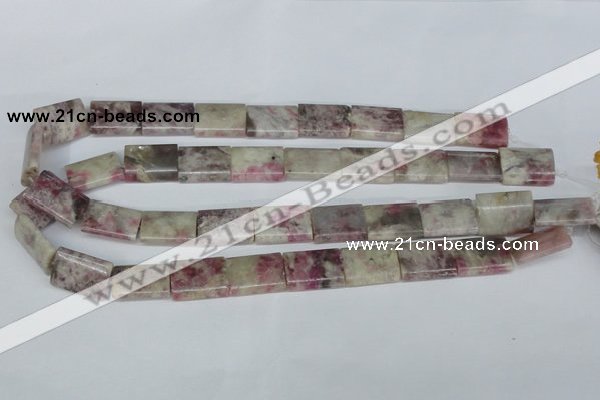 CTO216 15.5 inches 15*20mm flat tube pink tourmaline gemstone beads