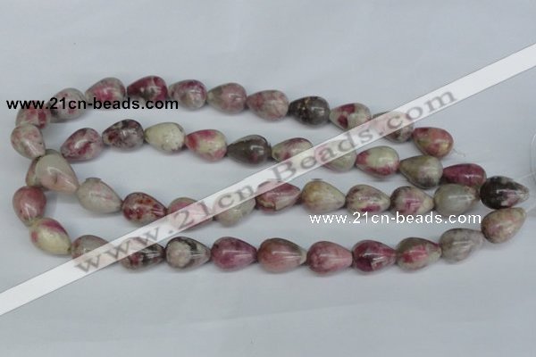 CTO219 15.5 inches 13*18mm teardrop pink tourmaline gemstone beads