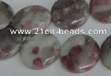 CTO235 15.5 inches 20mm flat round pink tourmaline gemstone beads