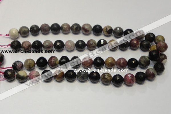 CTO31 15.5 inches 14mm faceted round natural tourmaline beads