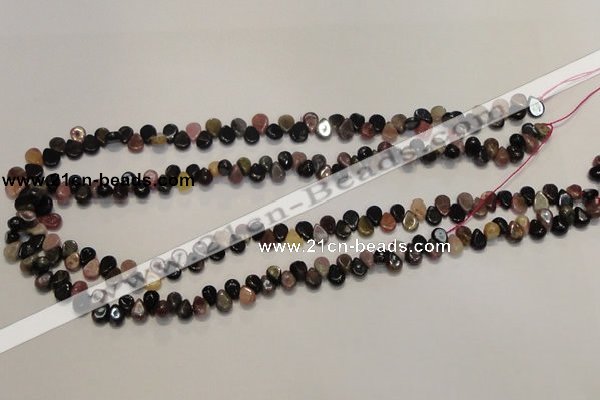 CTO37 15.5 inches 5*8mm flat teardrop natural tourmaline beads