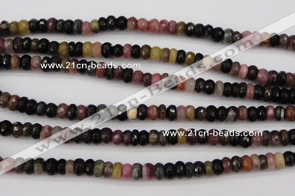CTO376 15.5 inches 4*6mm faceted rondelle natural tourmaline beads