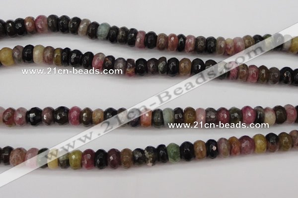 CTO377 15.5 inches 5*8mm faceted rondelle natural tourmaline beads