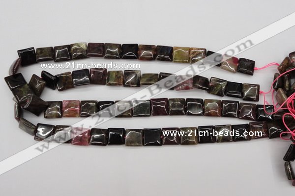 CTO388 15.5 inches 12*12mm square natural tourmaline beads wholesale