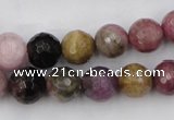 CTO45 15.5 inches 8mm faceted round natural tourmaline beads