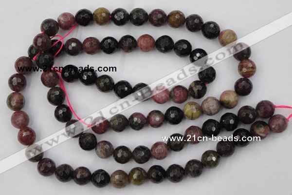 CTO46 15.5 inches 10mm faceted round natural tourmaline beads