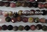 CTO460 15.5 inches 4mm faceted round natural tourmaline gemstone beads