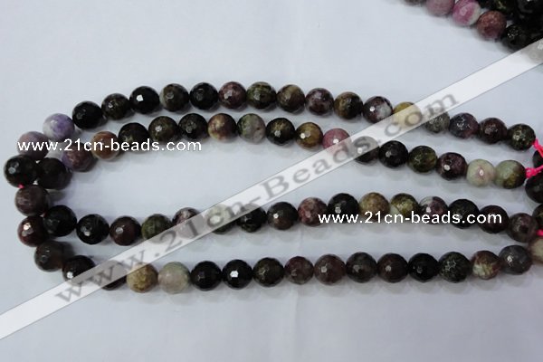 CTO464 15.5 inches 9mm faceted round natural tourmaline gemstone beads