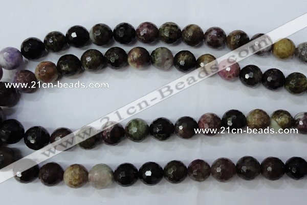 CTO466 15.5 inches 11mm faceted round natural tourmaline gemstone beads