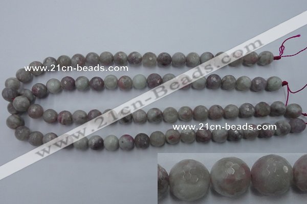 CTO483 15.5 inches 10mm faceted round pink tourmaline gemstone beads