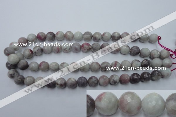 CTO484 15.5 inches 12mm faceted round pink tourmaline gemstone beads