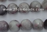 CTO485 15.5 inches 14mm faceted round pink tourmaline gemstone beads