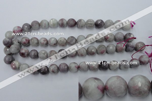 CTO485 15.5 inches 14mm faceted round pink tourmaline gemstone beads