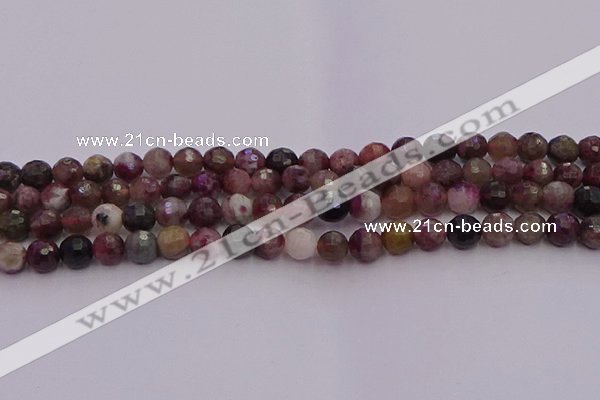 CTO635 15.5 inches 6mm faceted round tourmaline gemstone beads