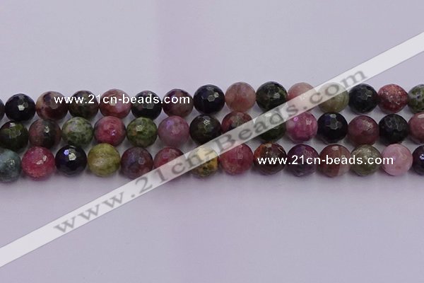 CTO638 15.5 inches 12mm faceted round tourmaline gemstone beads