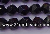 CTO646 15.5 inches 8mm faceted nuggets black tourmaline beads