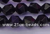 CTO647 15.5 inches 10mm faceted nuggets black tourmaline beads