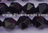 CTO648 15.5 inches 12mm faceted nuggets black tourmaline beads