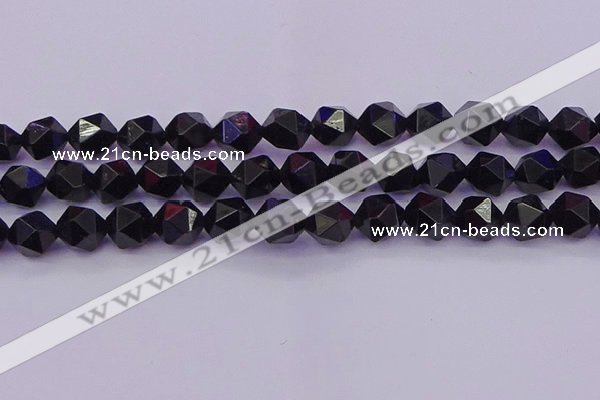 CTO648 15.5 inches 12mm faceted nuggets black tourmaline beads