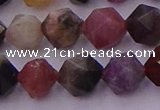 CTO651 15.5 inches 8mm faceted nuggets tourmaline gemstone beads