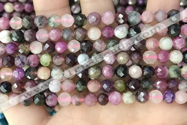 CTO676 15.5 inches 6mm faceted round natural tourmaline beads