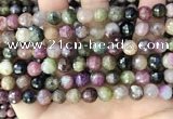 CTO677 15.5 inches 8mm faceted round natural tourmaline beads