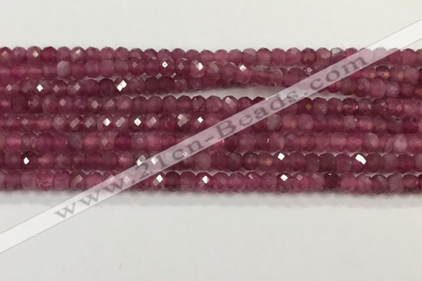 CTO685 15.5 inches 3*3.5mm faceted rondelle red tourmaline beads