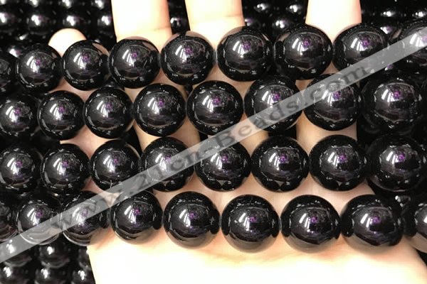 CTO705 15.5 inches 14mm round black tourmaline beads wholesale