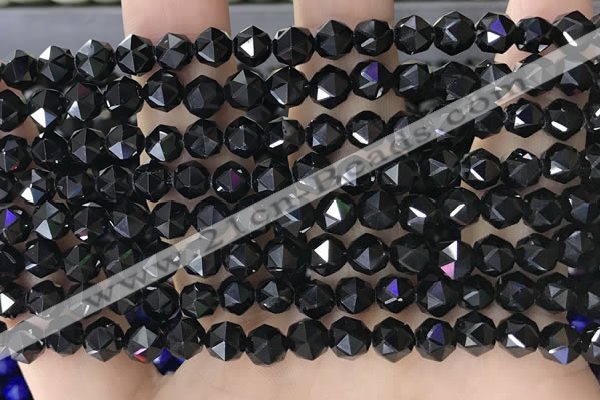 CTO716 15.5 inches 6mm faceted nuggets black tourmaline beads