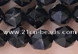 CTO717 15.5 inches 8mm faceted nuggets black tourmaline beads