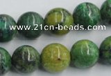 CTP06 15.5 inches 14mm round yellow green pine gemstone beads wholesale