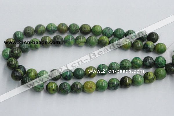 CTP06 15.5 inches 14mm round yellow green pine gemstone beads wholesale