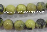 CTP104 15.5 inches 12mm round yellow pine turquoise beads wholesale