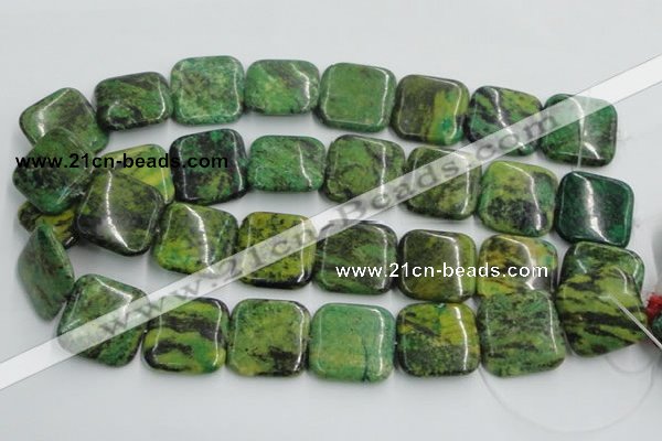 CTP12 15.5 inches 25*25mm square yellow green pine gemstone beads