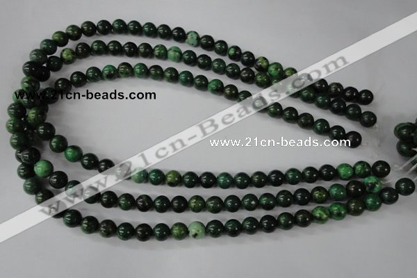 CTP202 15.5 inches 8mm round yellow pine turquoise beads wholesale