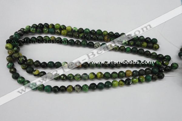 CTP212 15.5 inches 8mm faceted round yellow pine turquoise beads