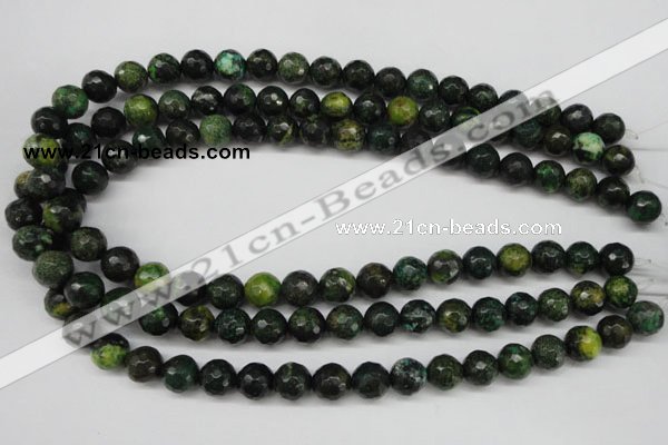 CTP213 15.5 inches 10mm faceted round yellow pine turquoise beads