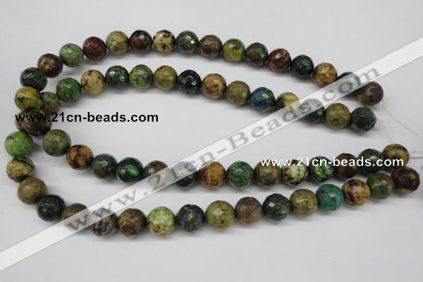 CTP214 15.5 inches 12mm faceted round yellow pine turquoise beads