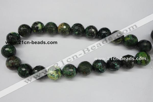 CTP217 15.5 inches 18mm faceted round yellow pine turquoise beads