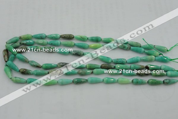 CTR06 15.5 inches 6*16mm faceted teardrop grass agate beads