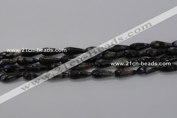 CTR100 15.5 inches 8*20mm faceted teardrop grey opal gemstone beads