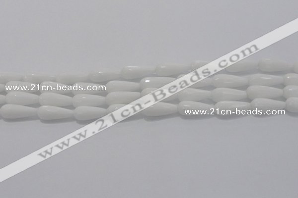 CTR105 15.5 inches 8*20mm faceted teardrop white porcelain beads