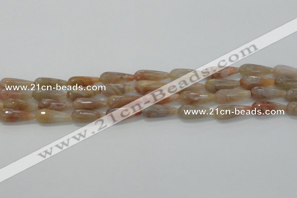 CTR107 15.5 inches 8*20mm faceted teardrop yellow agate beads