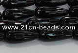 CTR109 15.5 inches 8*20mm faceted teardrop black agate beads