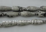 CTR11 15.5 inches 6*16mm faceted teardrop grey picture jasper beads