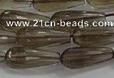 CTR110 15.5 inches 8*20mm faceted teardrop smoky quartz beads