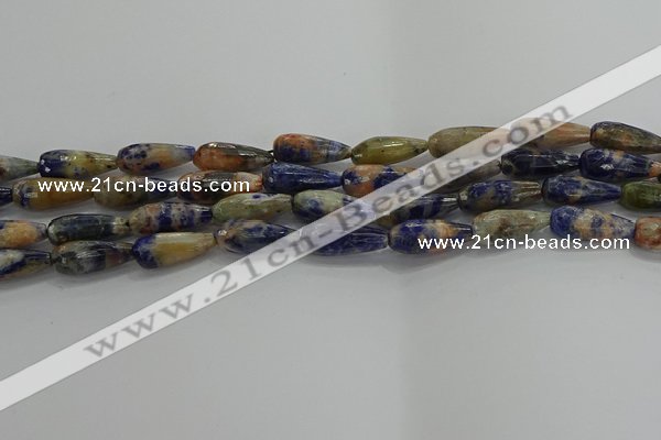 CTR111 15.5 inches 8*20mm faceted teardrop orange sodalite beads